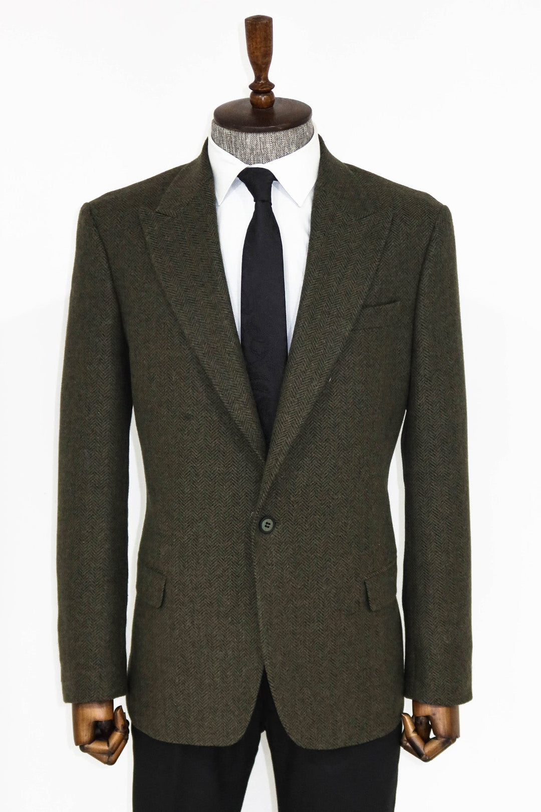 WSS Houndstooth Wool Dark Green Men Blazer and Trousers Combination - Pärnu