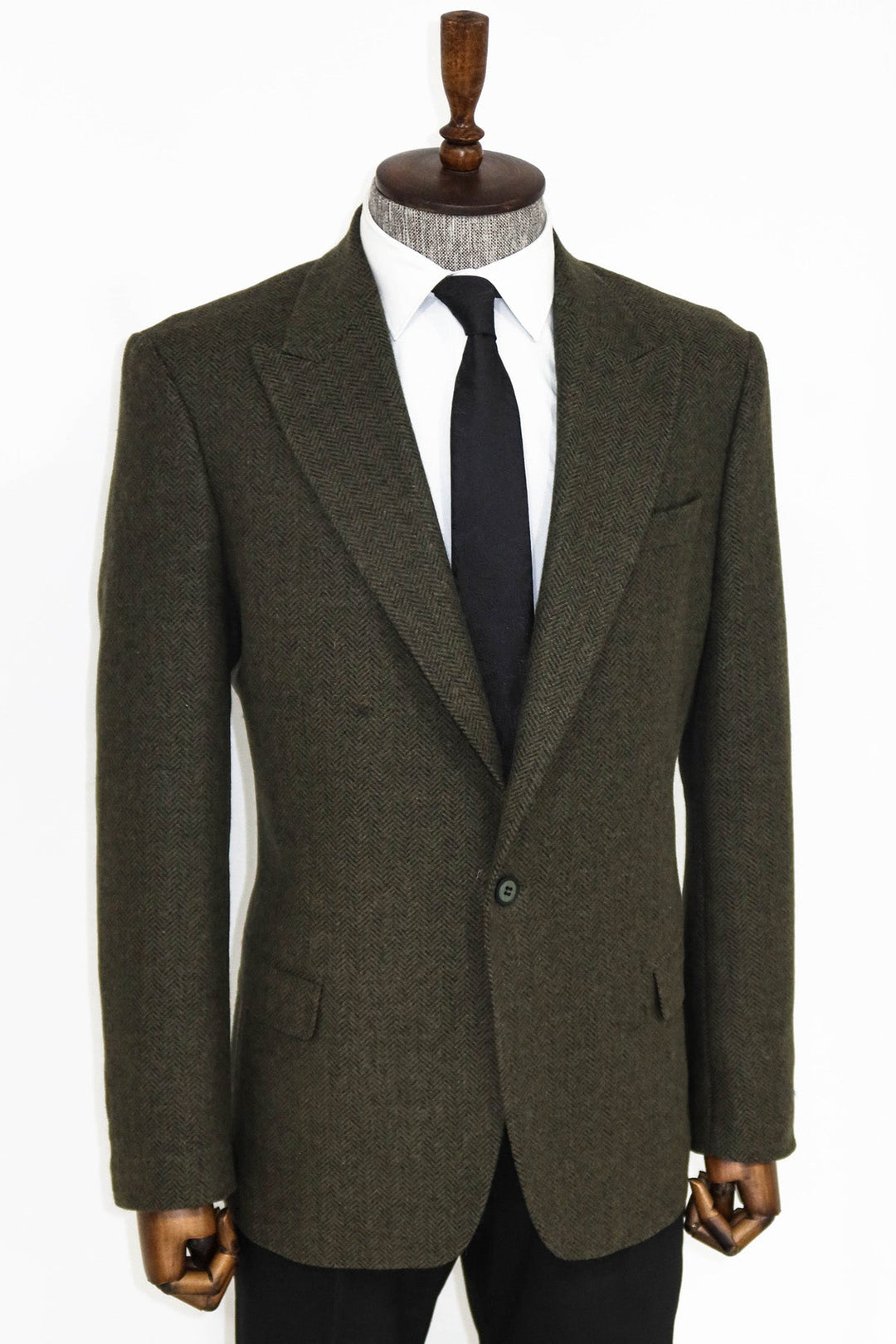 WSS Houndstooth Wool Dark Green Men Blazer and Trousers Combination - Pärnu