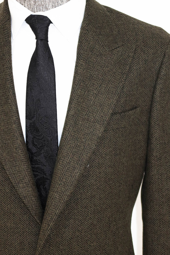 WSS Houndstooth Wool Dark Green Men Blazer and Trousers Combination - Pärnu