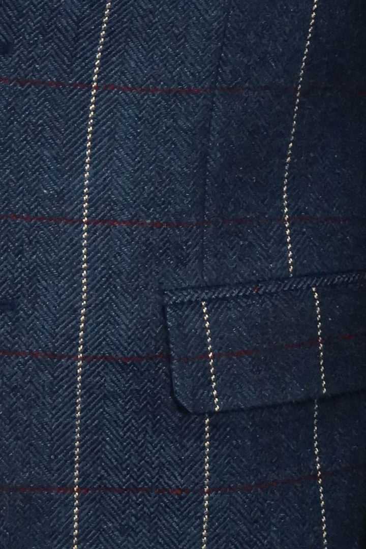 WSS Checked Navy Blue Slim-Fit Blazer  - Schwerin