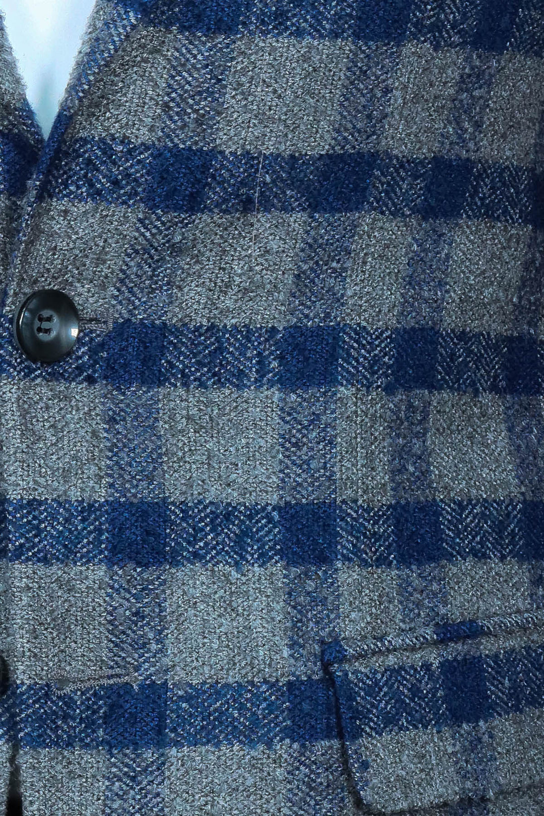 WSS Checked Peak Lapel Slim-Fit Blue Men Blazer  - Florence