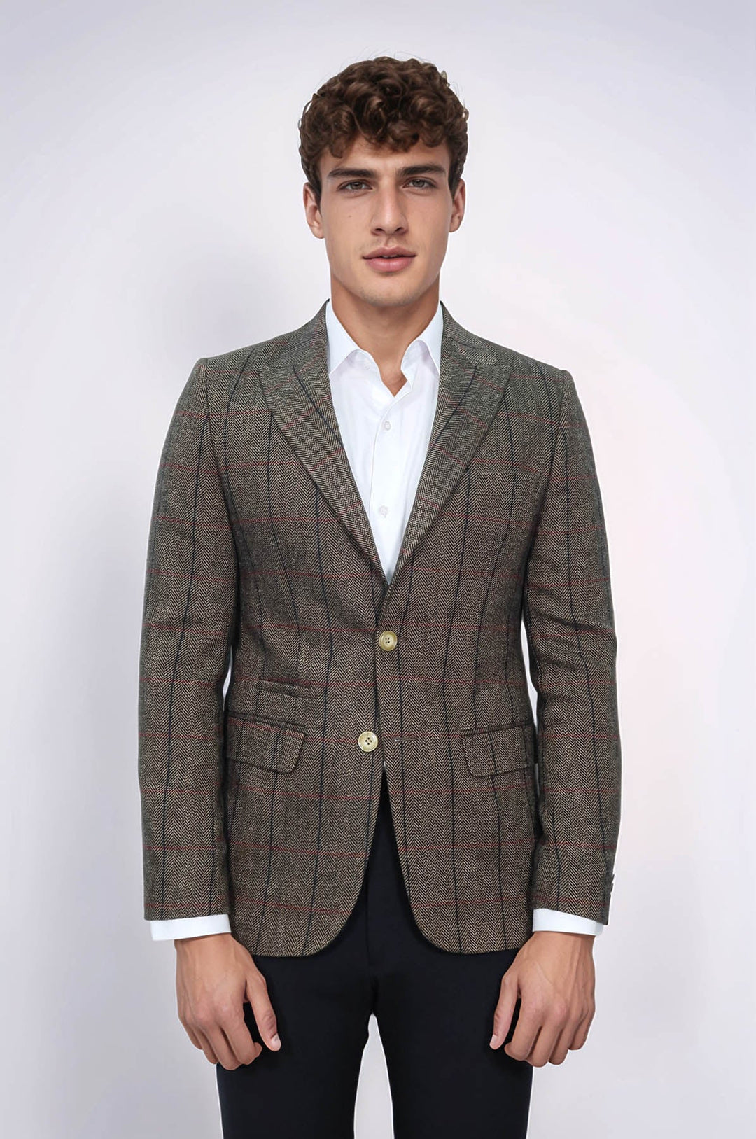 WSS Checked Brown Slim-Fit Men's Blazer  - Pontiac