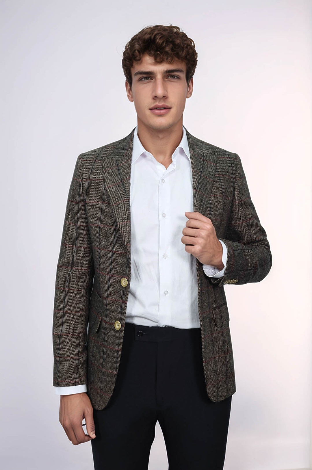 WSS Checked Brown Slim-Fit Men's Blazer  - Pontiac