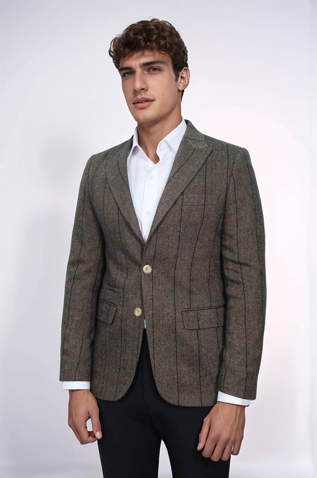 WSS Checked Brown Slim-Fit Men's Blazer  - Pontiac