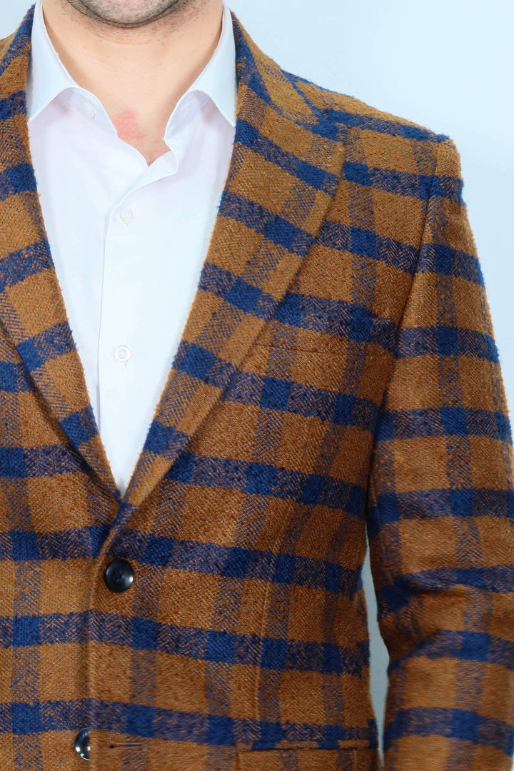 WSS Checked Tawny Slim-Fit Blazer  - Biella