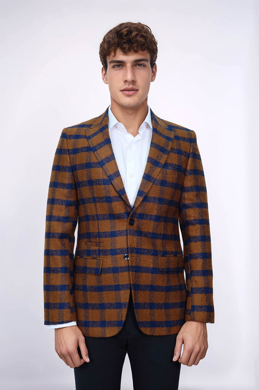 WSS Checked Tawny Slim-Fit Blazer  - Biella