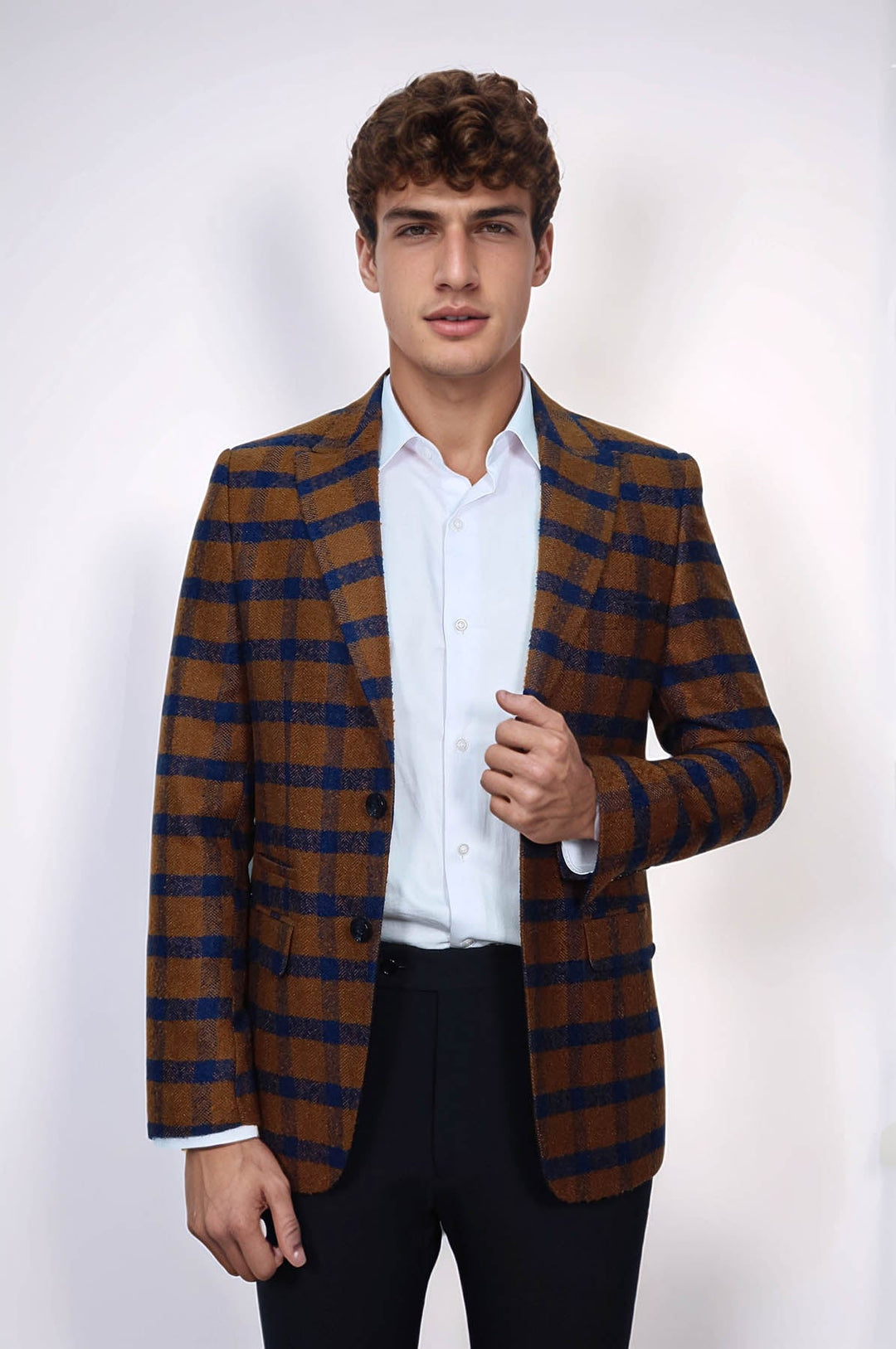 WSS Checked Tawny Slim-Fit Blazer  - Biella