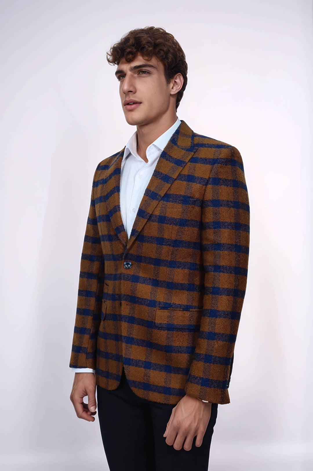 WSS Checked Tawny Slim-Fit Blazer  - Biella