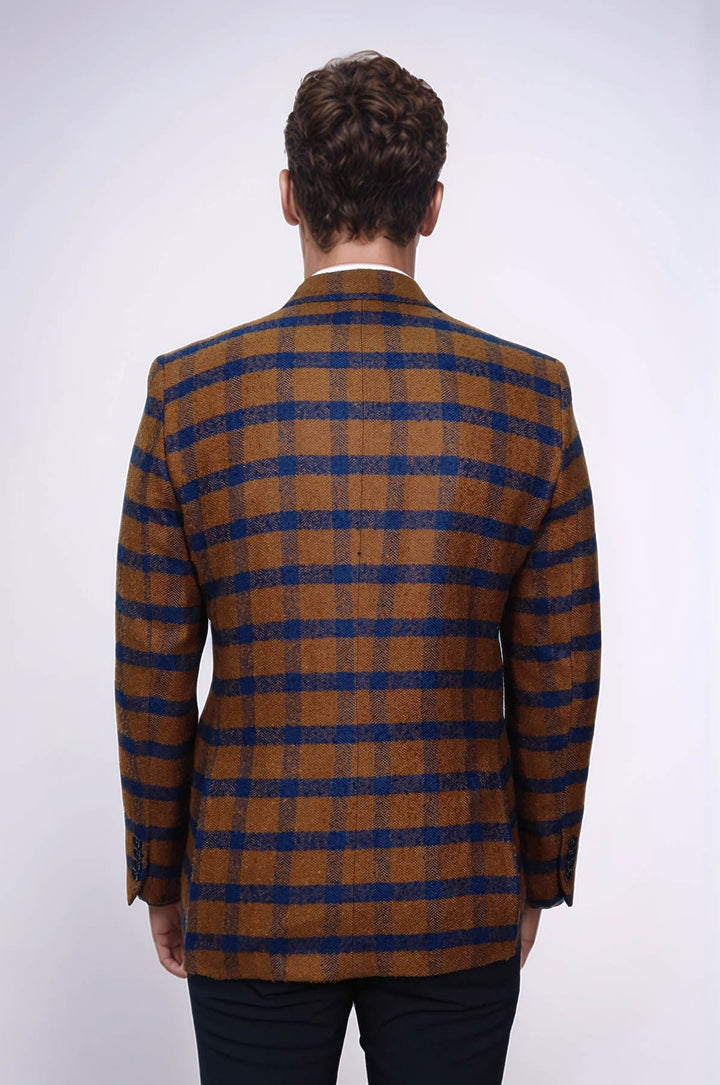 WSS Checked Tawny Slim-Fit Blazer  - Biella