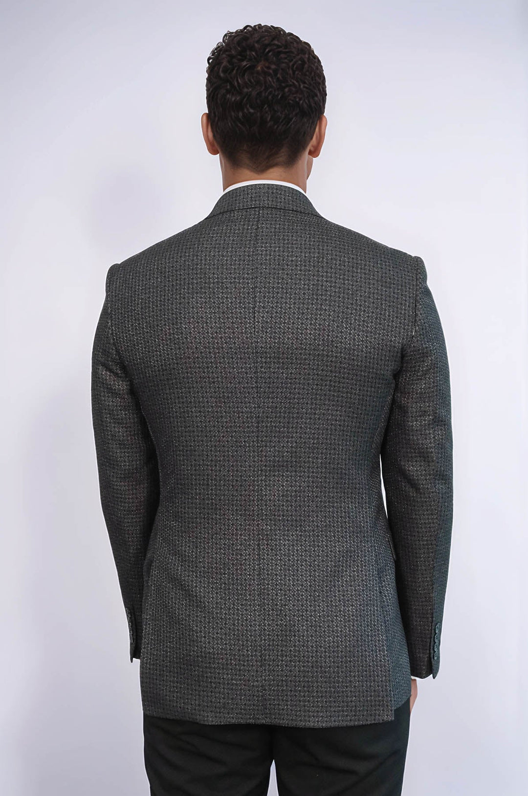 WSS Houndstooth Patterned Grey Men Double Breasted Blazer  - Eltham