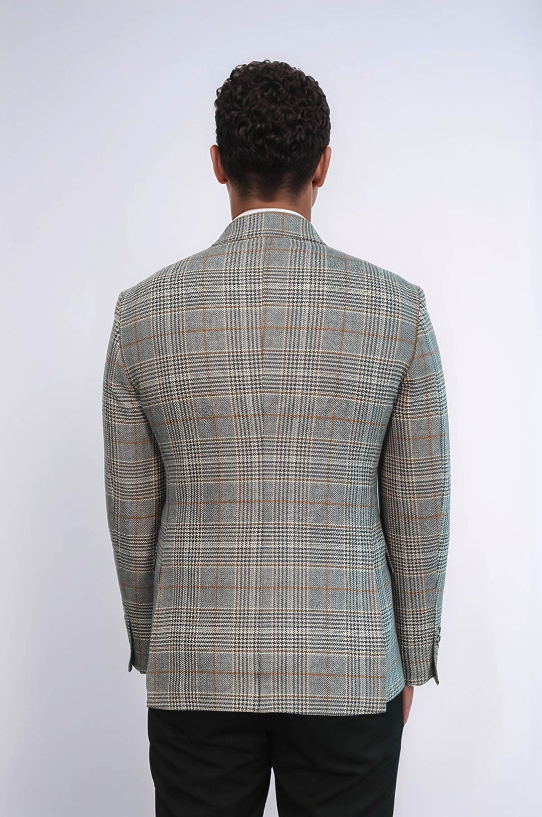 WSS Double Breasted Checked Anthracite Men Blazer  - Chalco