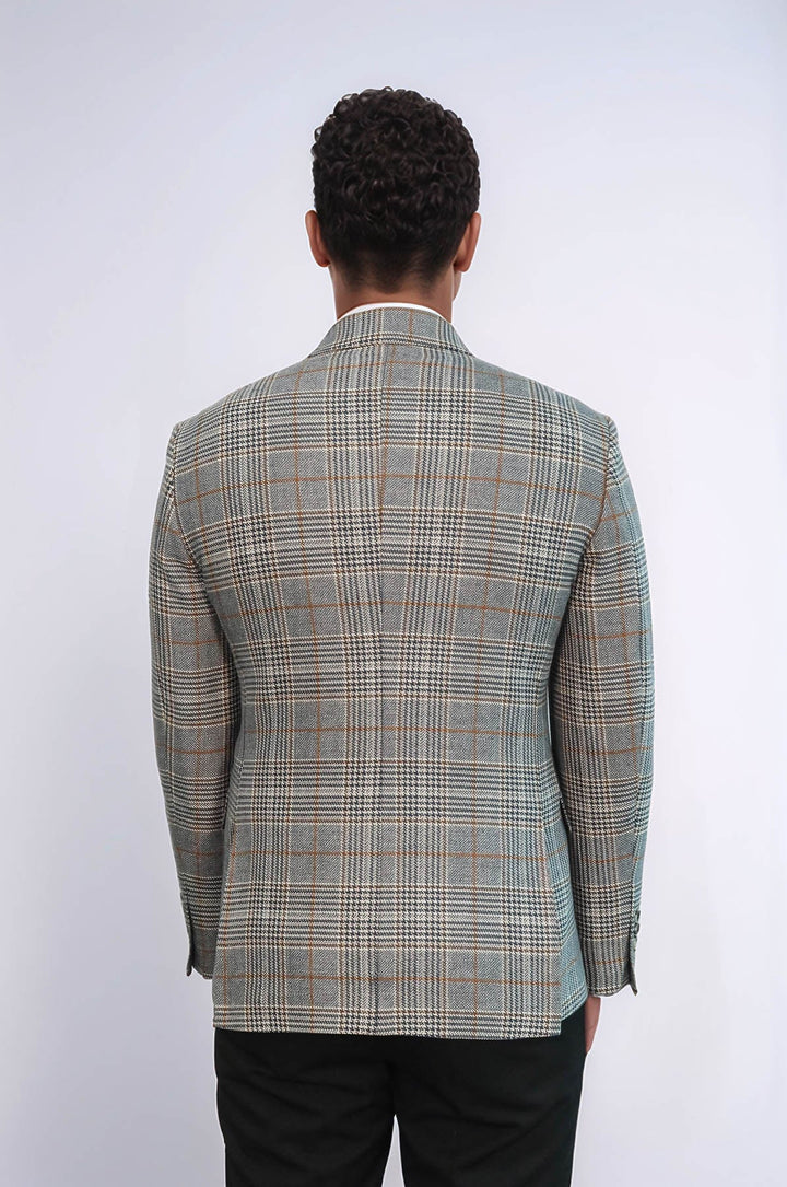 WSS Double Breasted Checked Anthracite Men Blazer  - Chalco