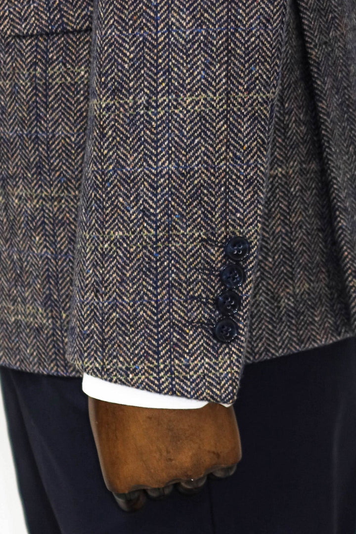 WSS Herringbone Slim Fit Wool Brown Men Blazer  - La Chaux-de-Fonds