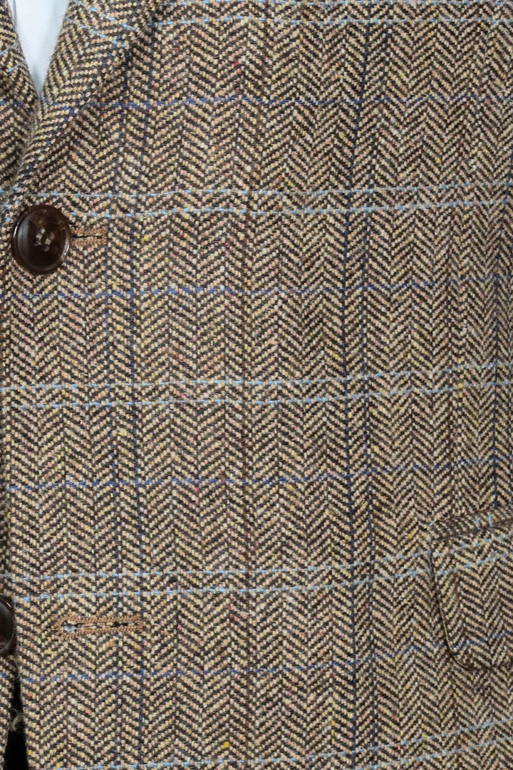 WSS Herringbone Slim Fit Wool Brown Men Blazer  - Valladolid