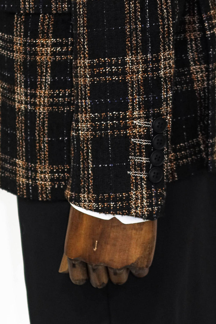 WSS Plaid Slim Fit Black Men Blazer and Trousers Combination - Riviera Beach