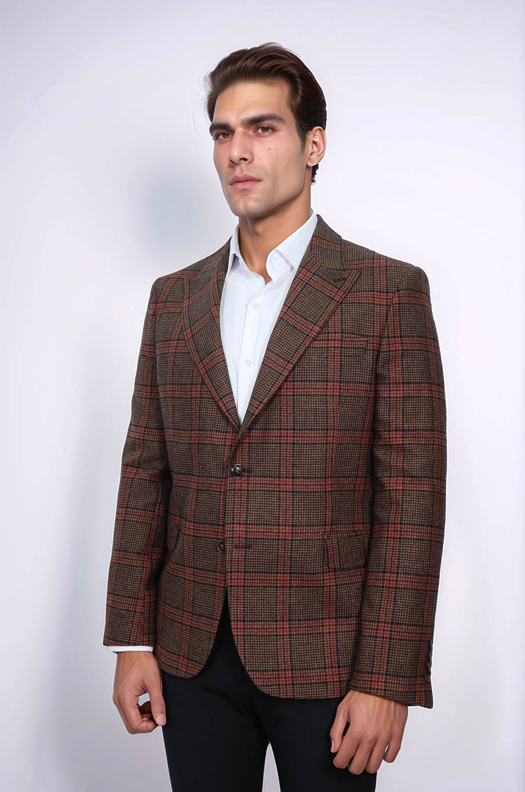 WSS Checked Brown Men Blazer  - Bensalem