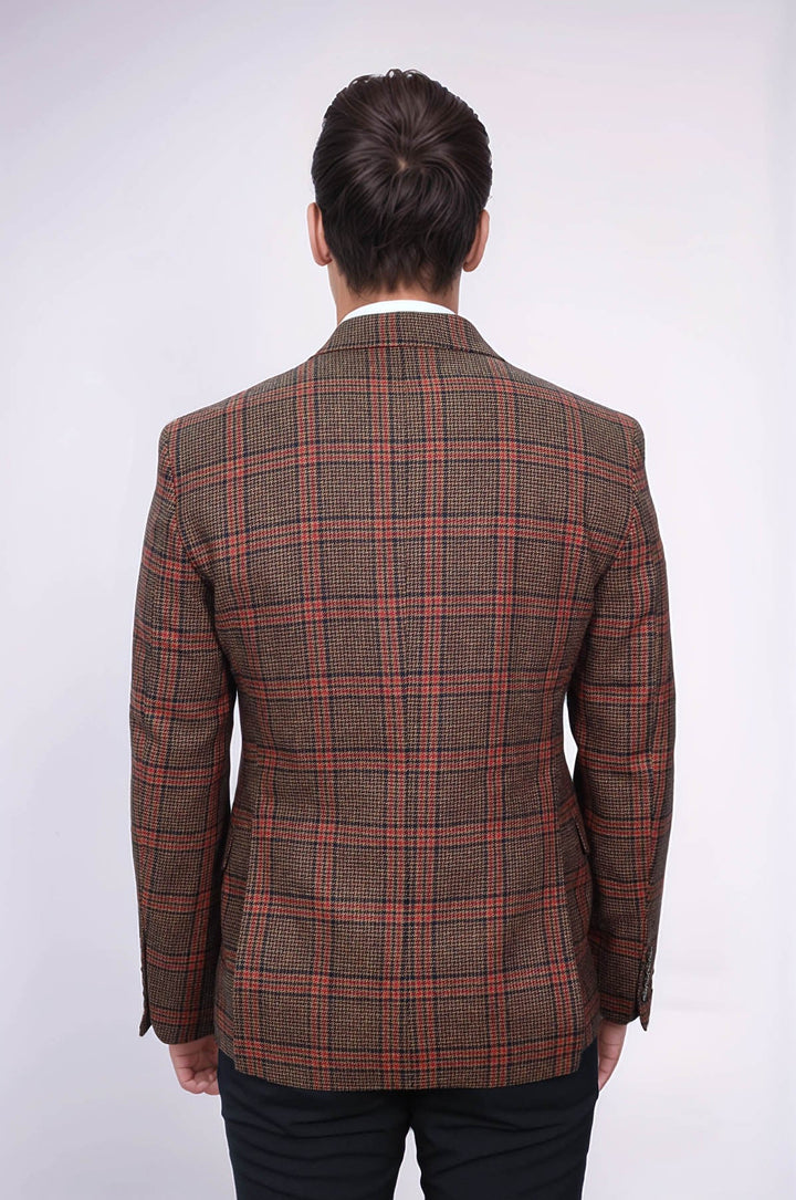 WSS Checked Brown Men Blazer  - Bensalem