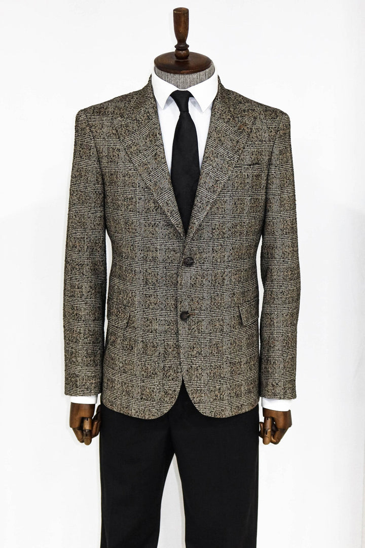 WSS Checked Black Men Blazer and Trousers Combination  - Cesena