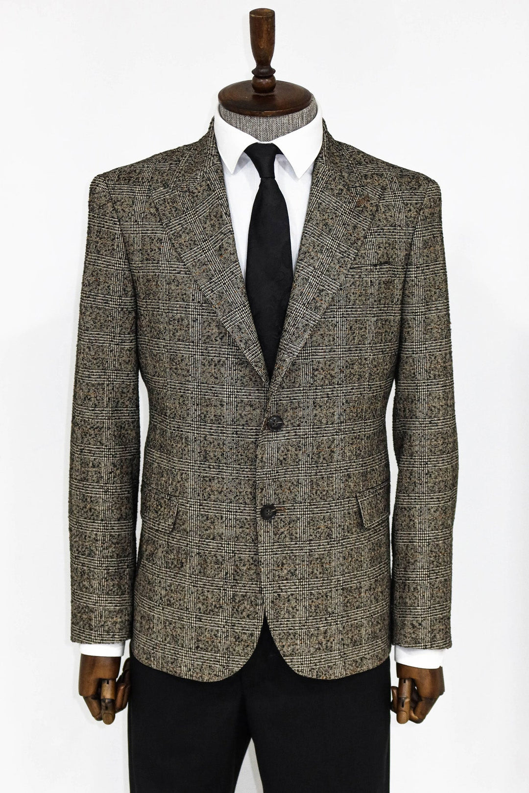 WSS Checked Black Men Blazer and Trousers Combination  - Cesena