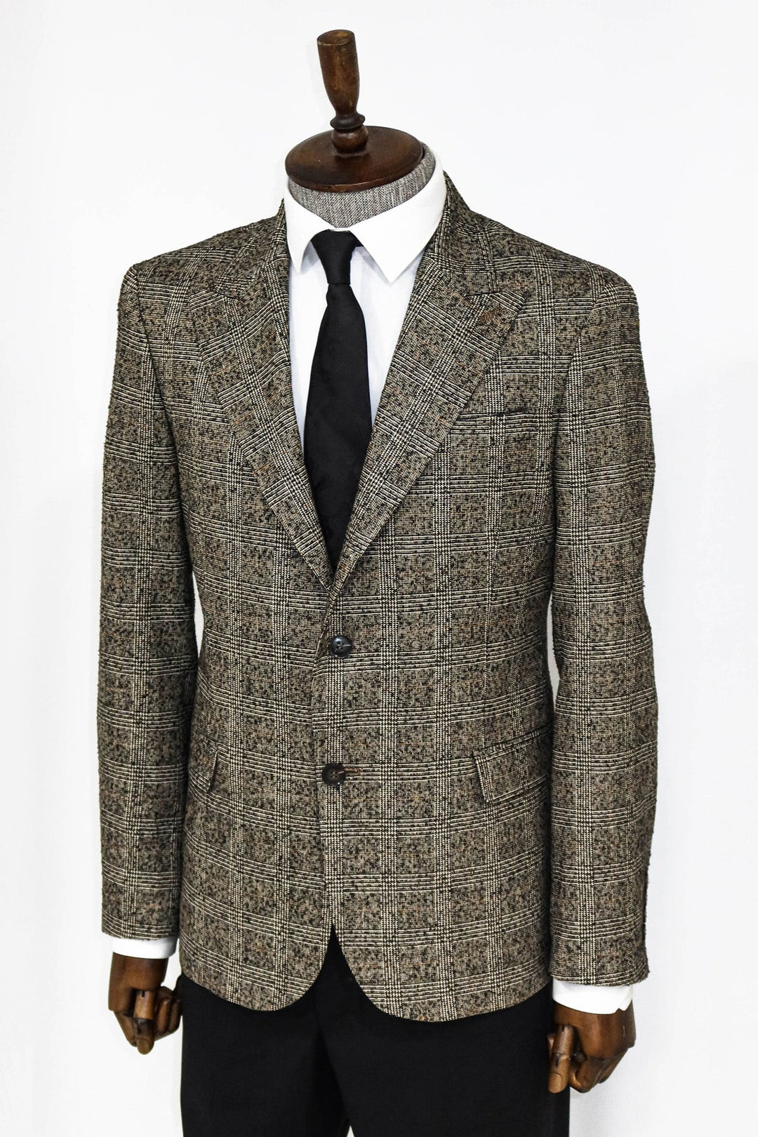 WSS Checked Black Men Blazer and Trousers Combination  - Cesena