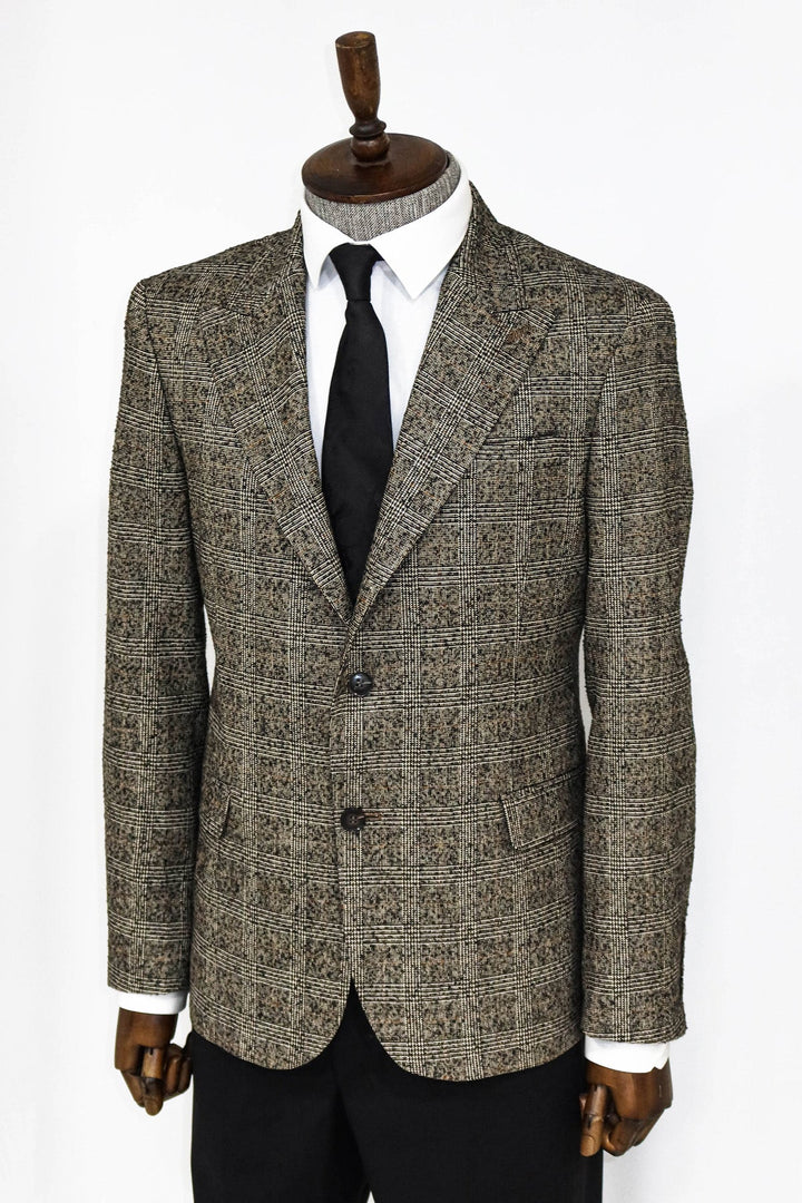 WSS Checked Black Men Blazer and Trousers Combination  - Cesena