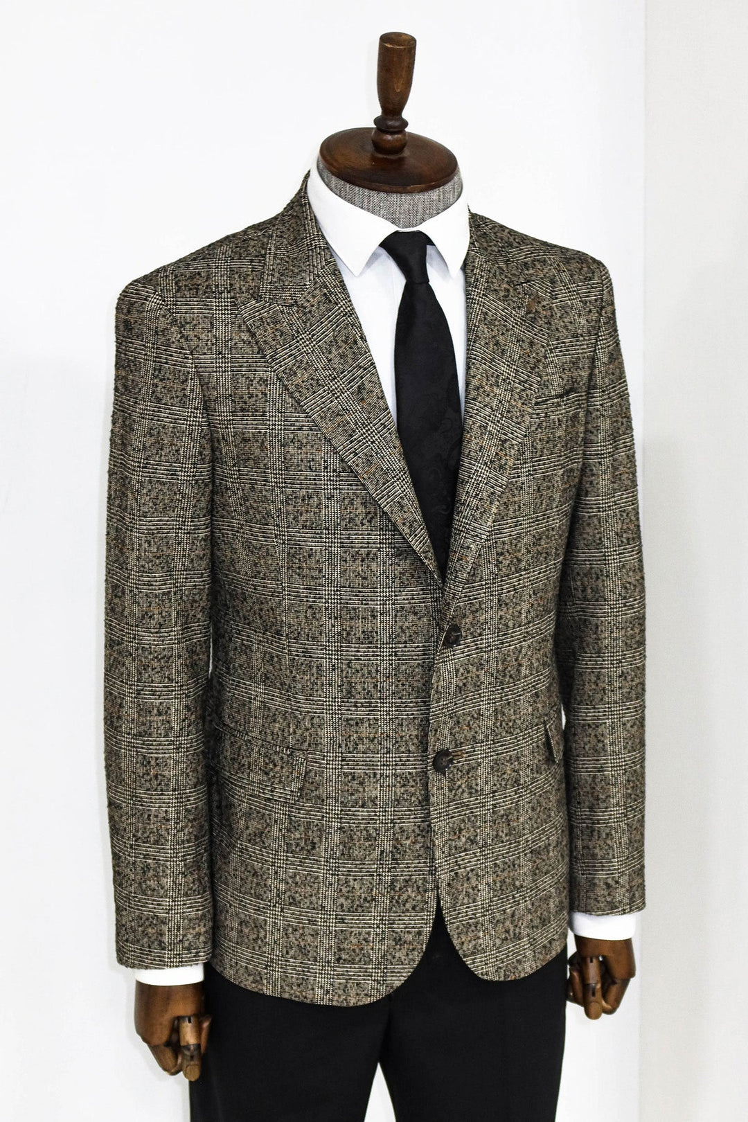 WSS Checked Black Men Blazer and Trousers Combination  - Cesena