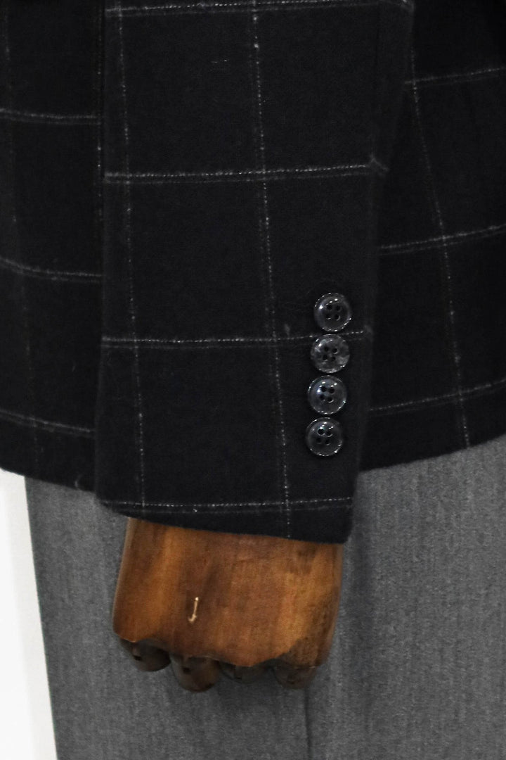 WSS Plaid Wool Black Men Blazer and Trousers Combination  - Union