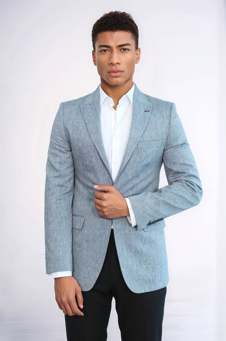 WSS Slim-Fit Peak Lapel Blue Jacket  - Sheboygan