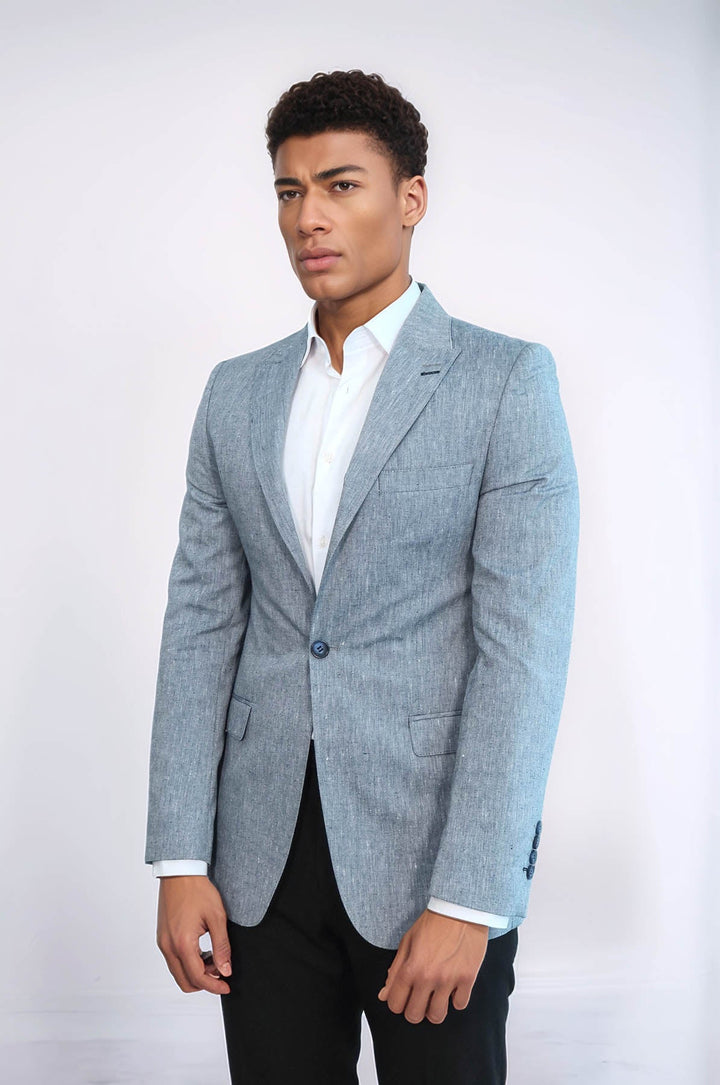WSS Slim-Fit Peak Lapel Blue Jacket  - Sheboygan