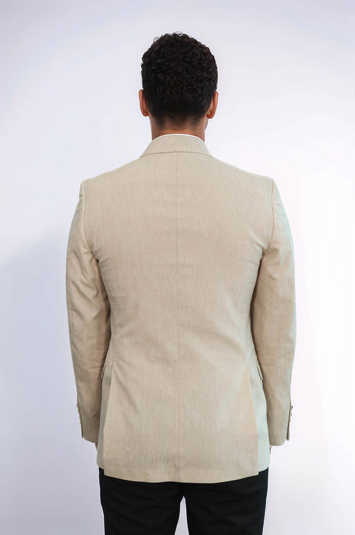 WSS Slim-Fit Peak Lapel Beige Jacket  - San Fernando