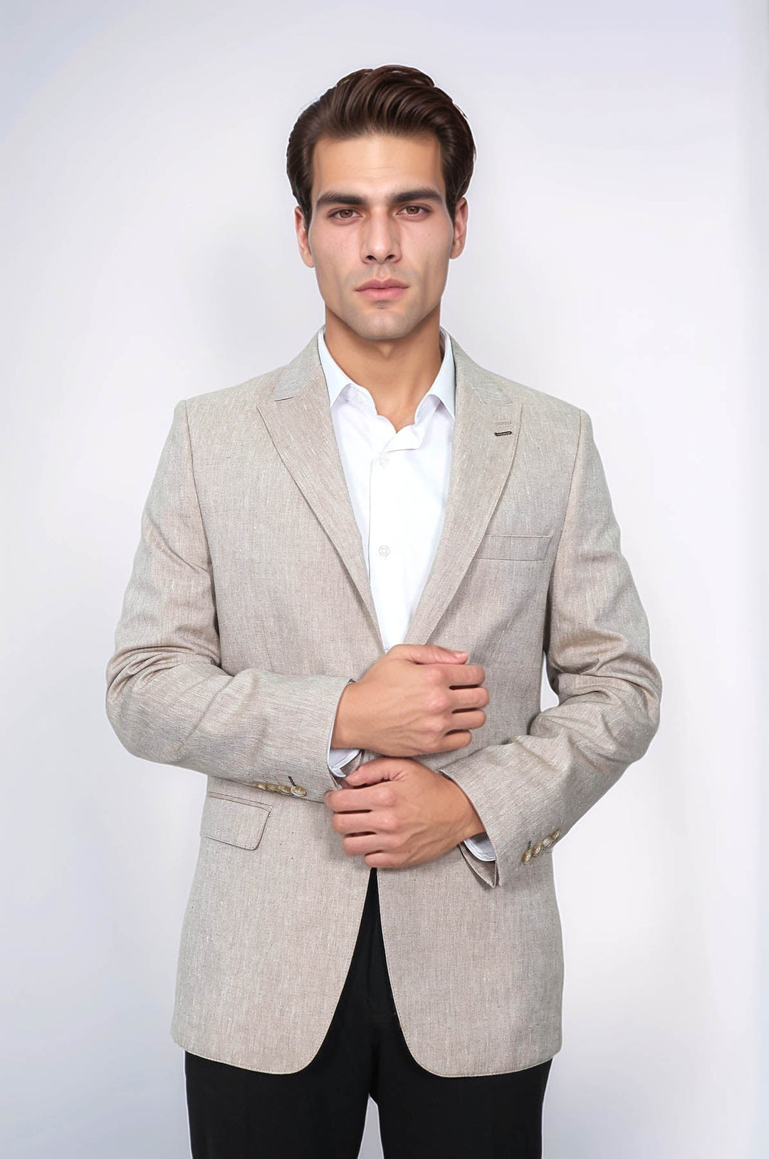 WSS Slim-Fit Peak Lapel Light Brown Jacket  - Alenquer