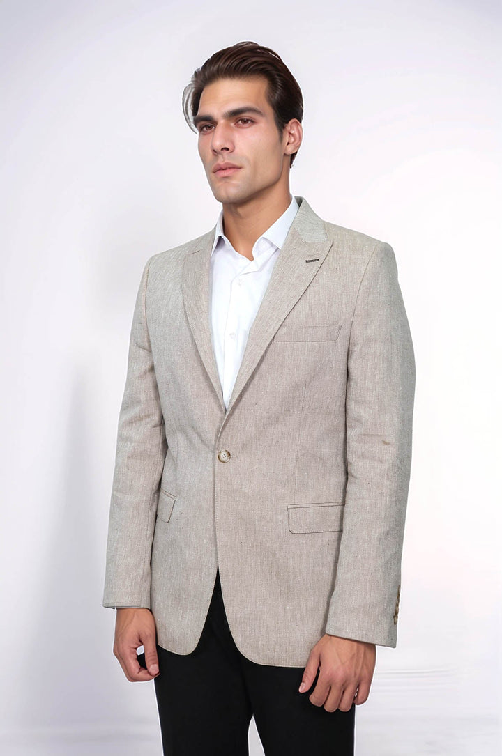 WSS Slim-Fit Peak Lapel Light Brown Jacket  - Alenquer