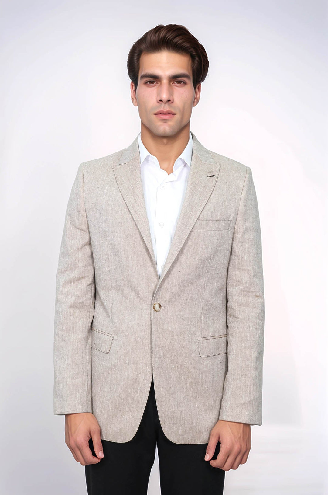WSS Slim-Fit Peak Lapel Light Brown Jacket  - Alenquer