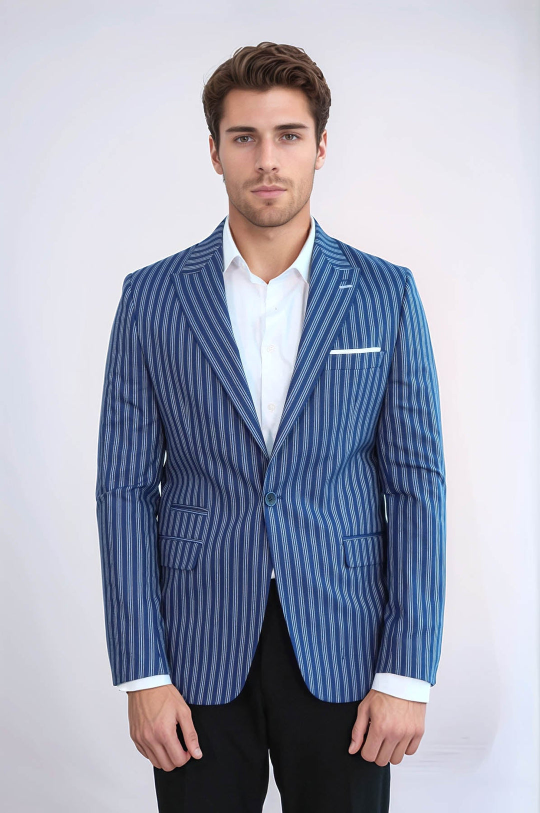 WSS Striped Blue Slim-Fit Blazer  - Zaandam