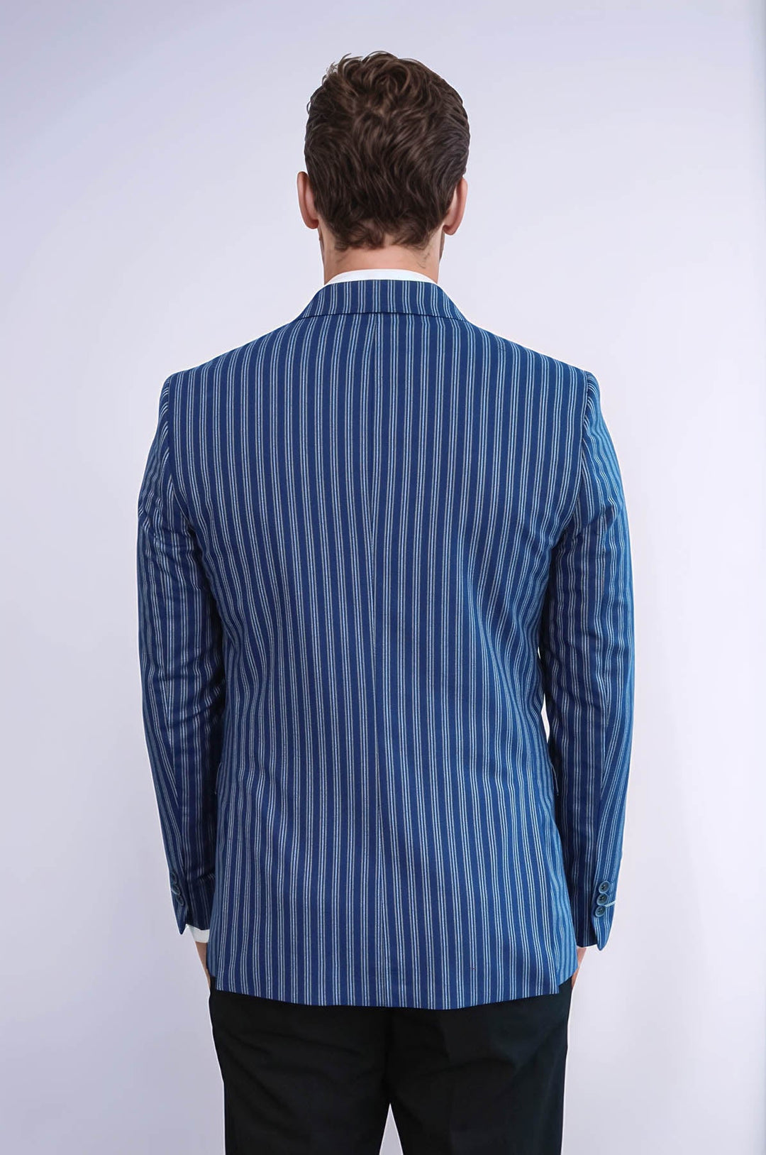 WSS Striped Blue Slim-Fit Blazer  - Zaandam