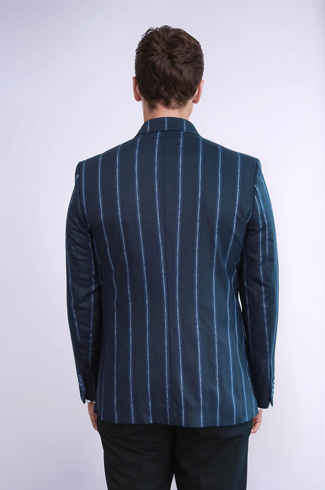 WSS Striped Dark Blue Slim-Fit Blazer  - Gent