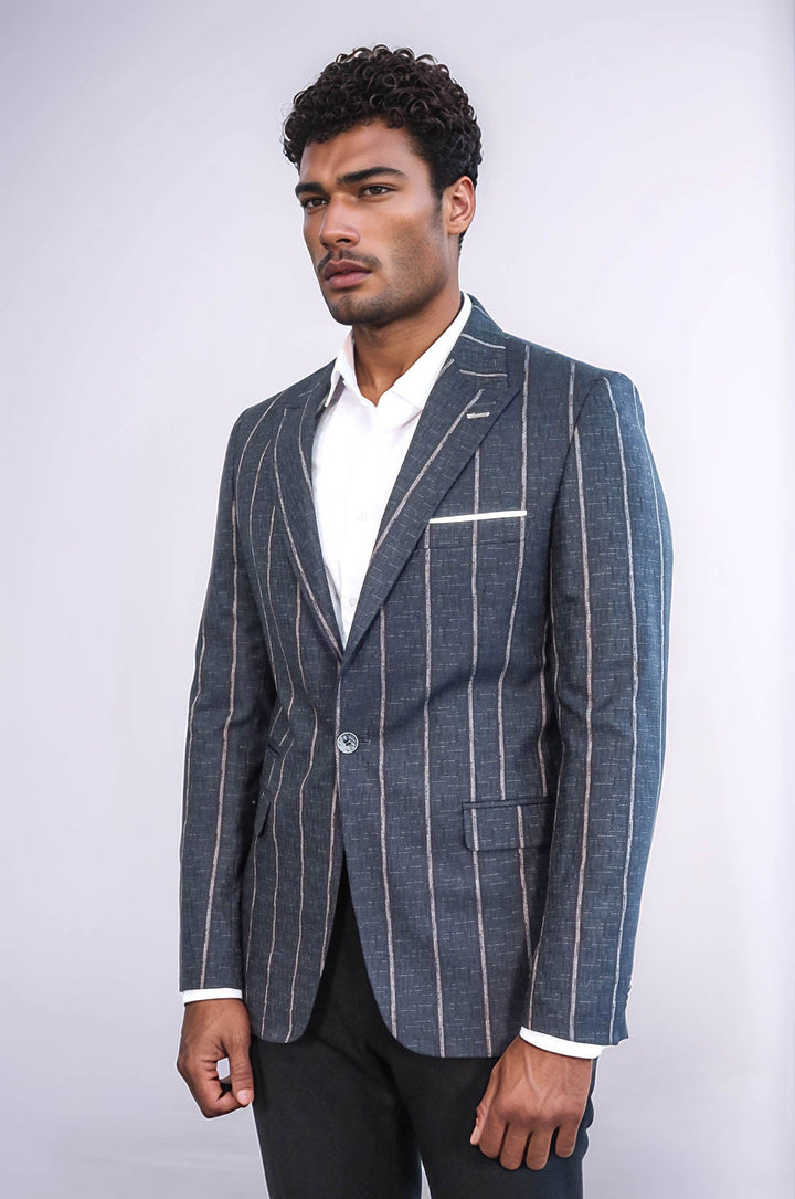 WSS Striped Dark Grey Slim-Fit Blazer  - Harrisonburg