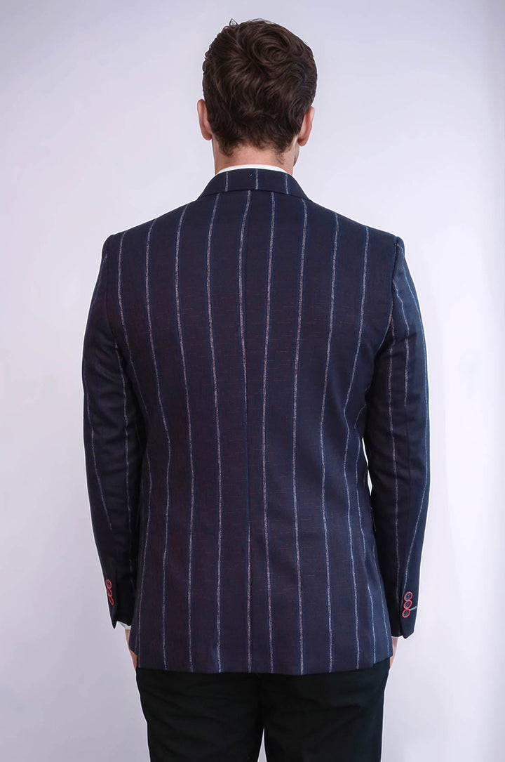 WSS Striped Slim-Fit Burgundy Men Blazer  - Springville