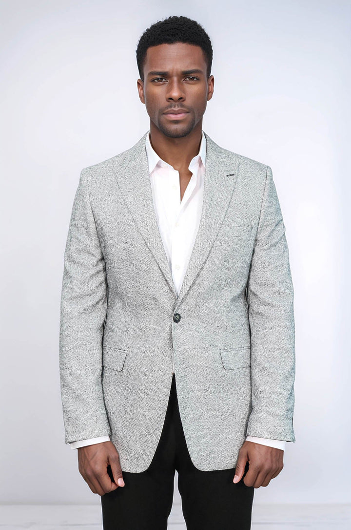 WSS Patterned Slim Fit Grey Men Blazer  - Talence