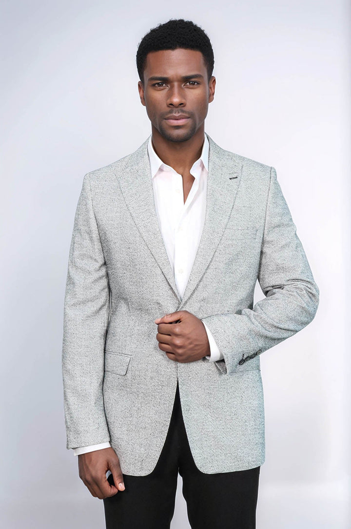 WSS Patterned Slim Fit Grey Men Blazer  - Talence