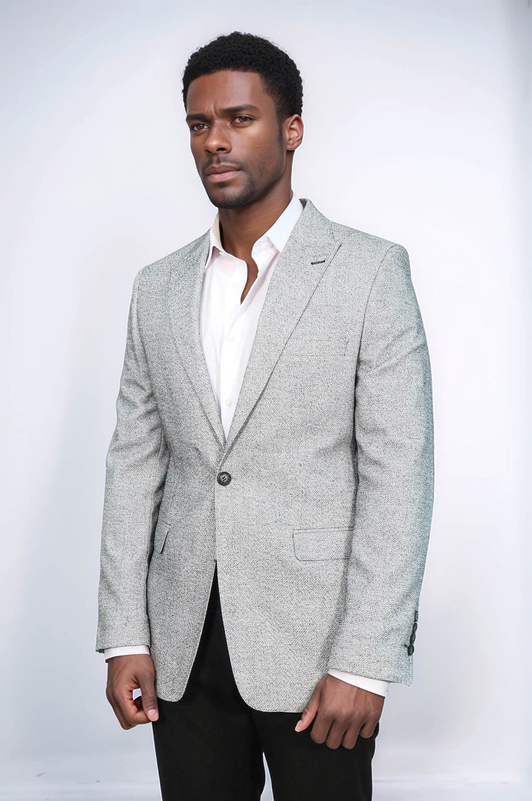 WSS Patterned Slim Fit Grey Men Blazer  - Talence