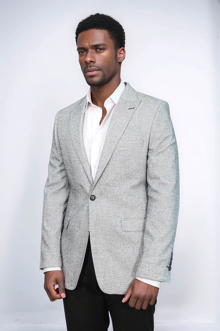 WSS Patterned Slim Fit Grey Men Blazer  - Talence