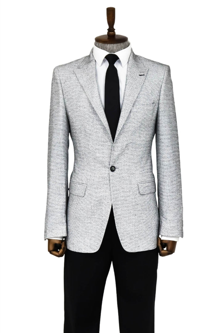 WSS Patterned Slim Fit Grey Men Blazer  - Singen
