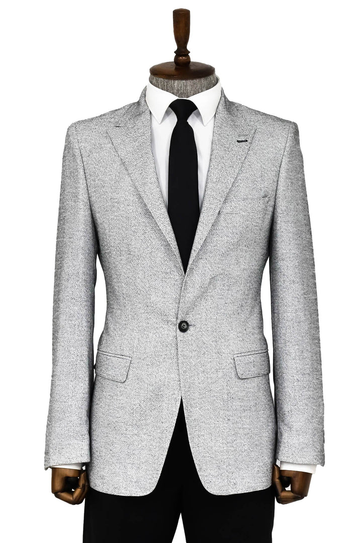 WSS Patterned Slim Fit Grey Men Blazer  - Singen