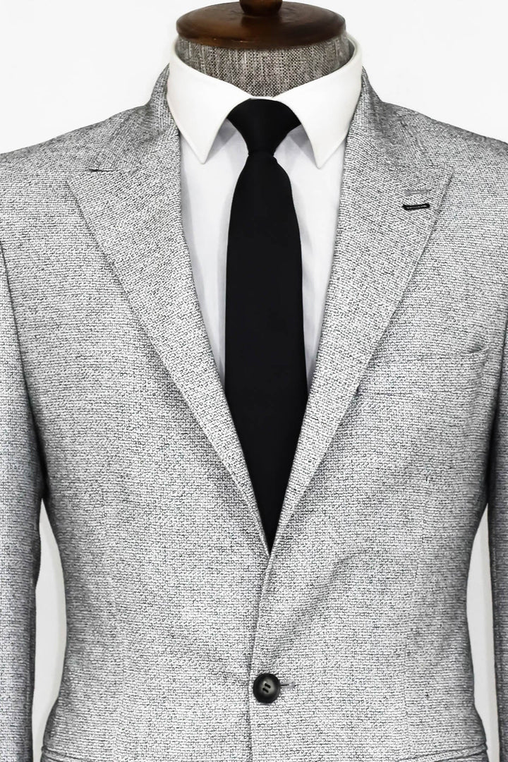 WSS Patterned Slim Fit Grey Men Blazer  - Singen