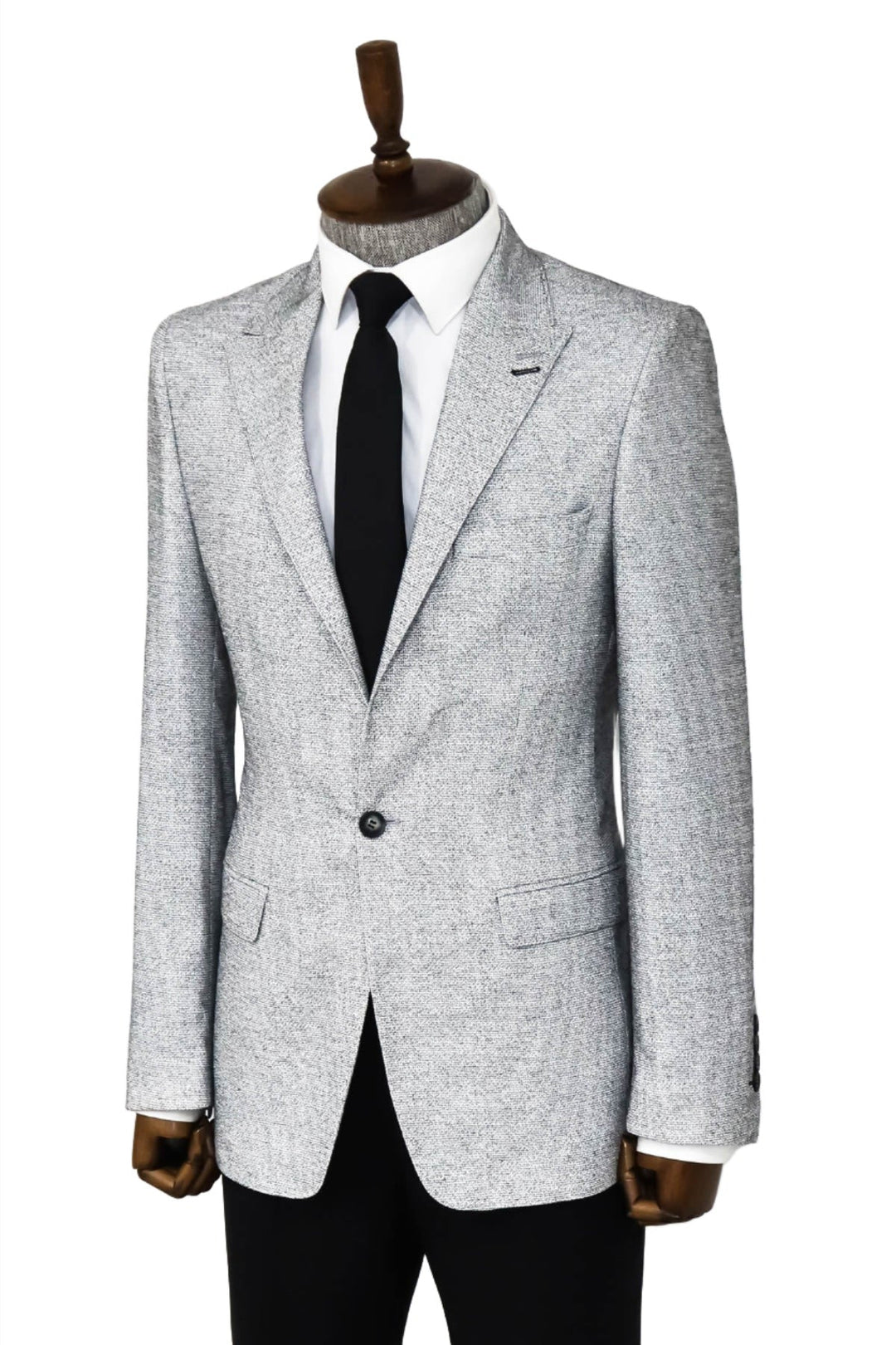 WSS Patterned Slim Fit Grey Men Blazer  - Singen