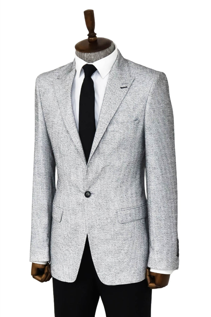 WSS Patterned Slim Fit Grey Men Blazer  - Singen