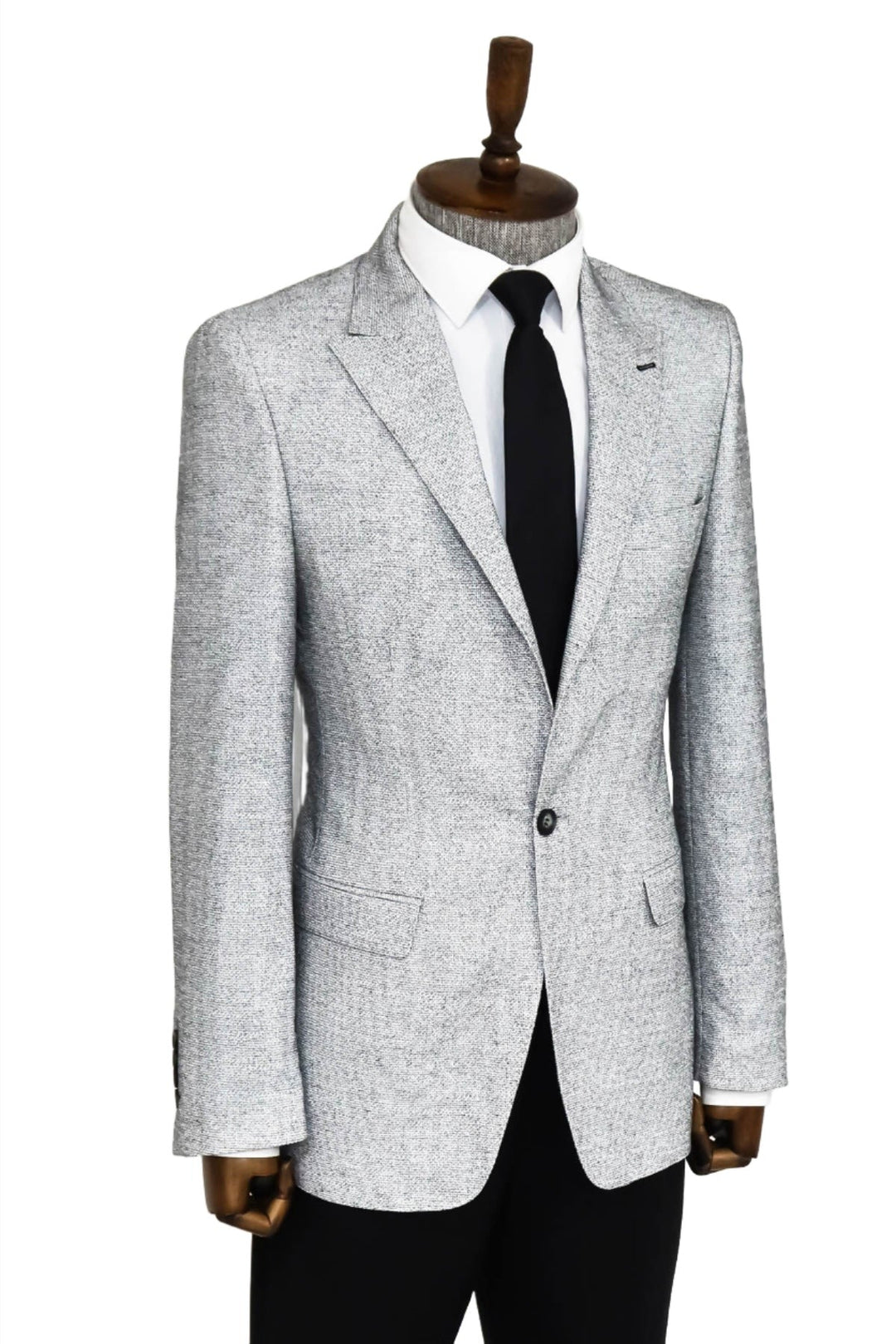 WSS Patterned Slim Fit Grey Men Blazer  - Singen