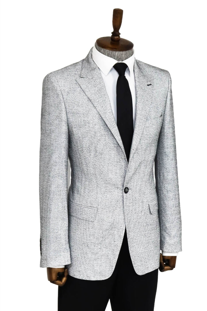 WSS Patterned Slim Fit Grey Men Blazer  - Singen