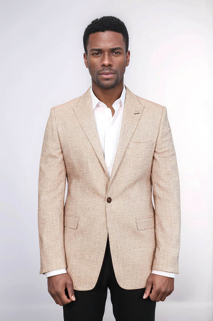 WSS Patterned Slim-Fit Yellow Blazer  - Wood Buffalo